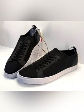 NWT White Mountain Marshall Men's Black Knit Low-Top Sneaker with White Sole 13